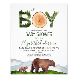 Budget Boy Watercolor Woodland Baby Shower  Flyer