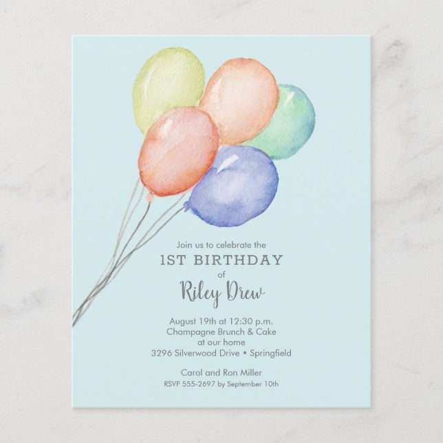 Budget Boy's 1st Birthday Invitations (Front)