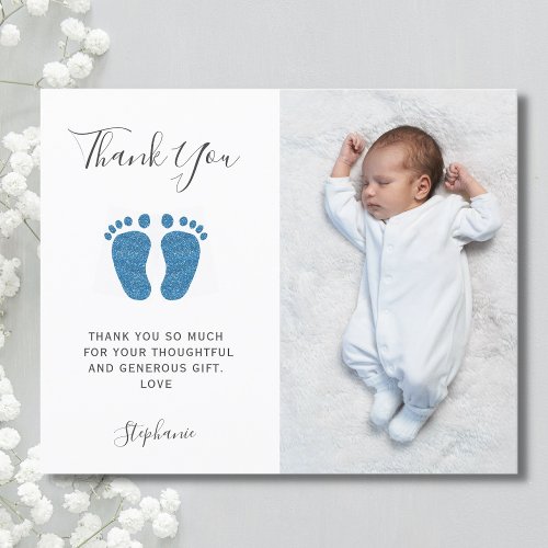 Budget Boys Baby Shower Photo Thank You Card