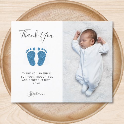 Budget Boys Baby Shower Photo Thank You Card