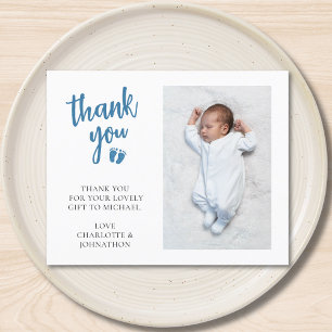 Budget Boy's Baby Shower Photo Thank You Card