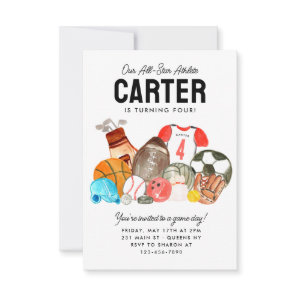 Budget Boys Sports Balls All Star Kids Birthday Note Card