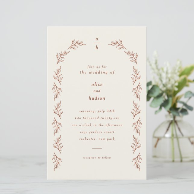 Budget Branch Arch Boho Photo Wedding Invitation (Standing Front)