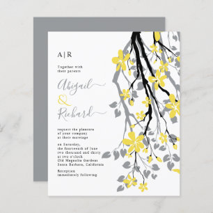 BUDGET Branch, flowers QR code wedding invitation