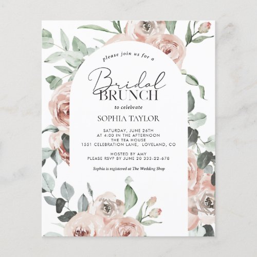 Budget Bridal Brunch Dusty Pink Invitation