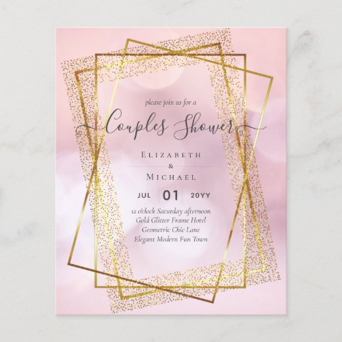 BUDGET Bridal COUPLES Shower Gold Geometric Frame Flyer