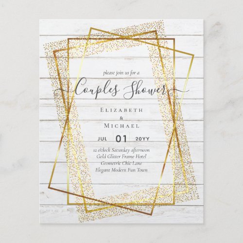 BUDGET Bridal COUPLES Shower Gold Geometric Frame Flyer