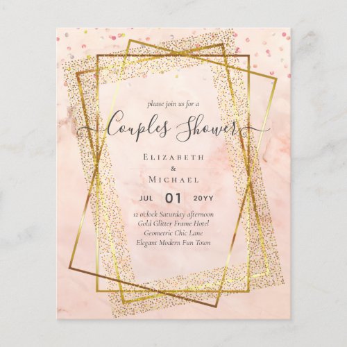 BUDGET Bridal COUPLES Shower Gold Geometric Frame Flyer