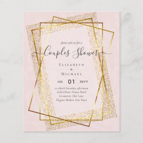 BUDGET Bridal COUPLES Shower Gold Geometric Frame Flyer