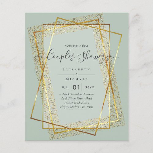 BUDGET Bridal COUPLES Shower Gold Geometric Frame Flyer