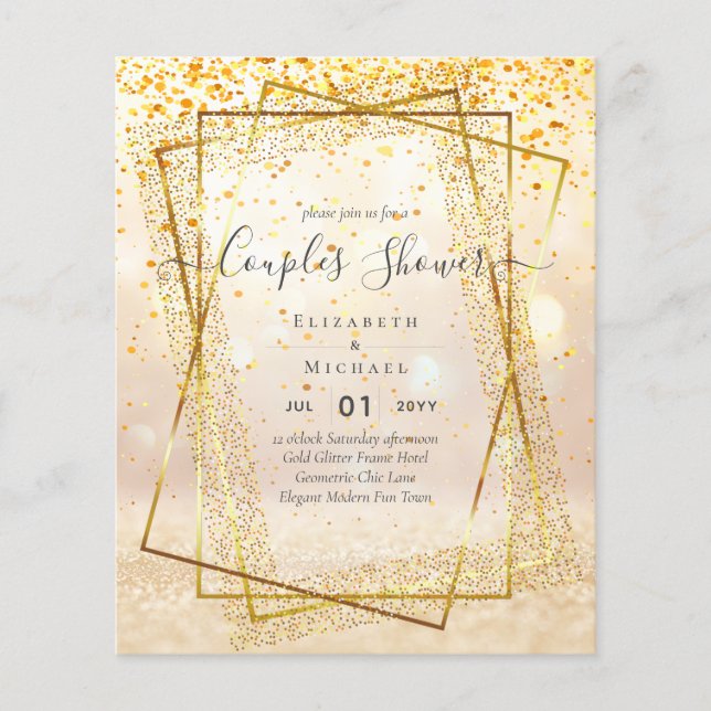 BUDGET Bridal COUPLES Shower Gold Geometric Frame Flyer (Front)