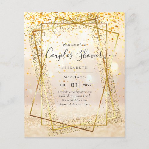 BUDGET Bridal COUPLES Shower Gold Geometric Frame Flyer