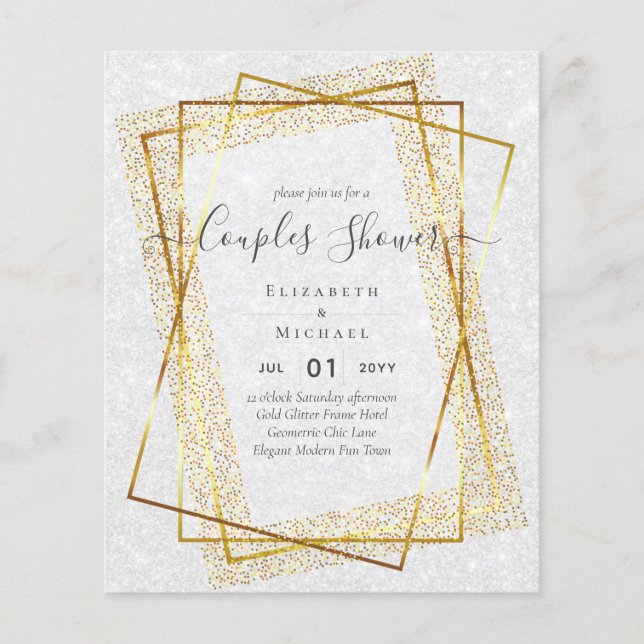 BUDGET Bridal COUPLES Shower Gold Geometric Frame Flyer (Front)