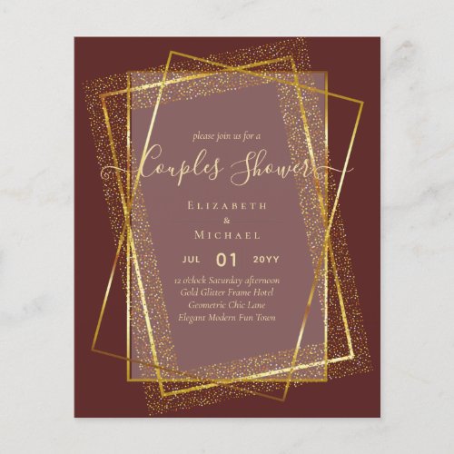 BUDGET Bridal COUPLES Shower Gold Geometric Frame Flyer