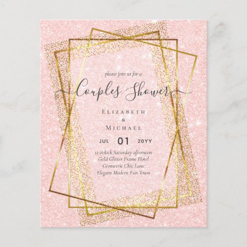 BUDGET Bridal COUPLES Shower Gold Geometric Frame Flyer