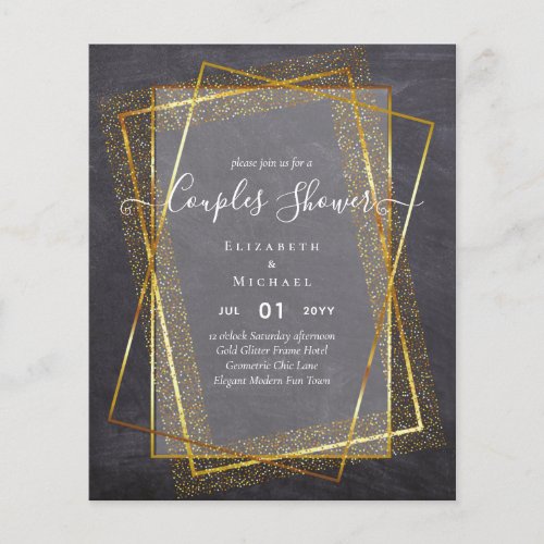 BUDGET Bridal COUPLES Shower Gold Geometric Frame Flyer