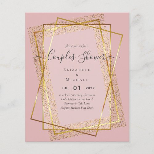 BUDGET Bridal COUPLES Shower Gold Geometric Frame Flyer