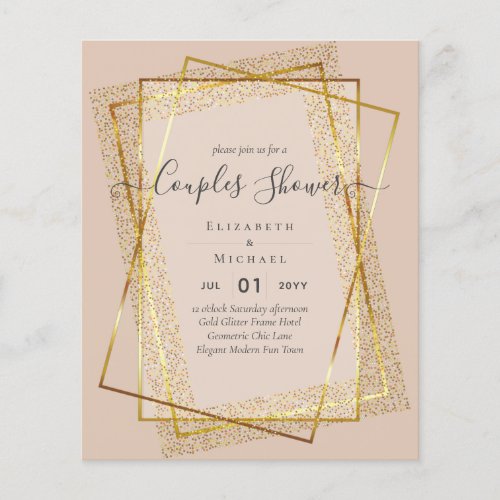 BUDGET Bridal COUPLES Shower Gold Geometric Frame Flyer