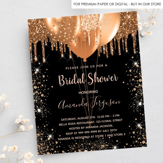 Budget bridal shower black gold balloon invitation (Creator Uploaded)