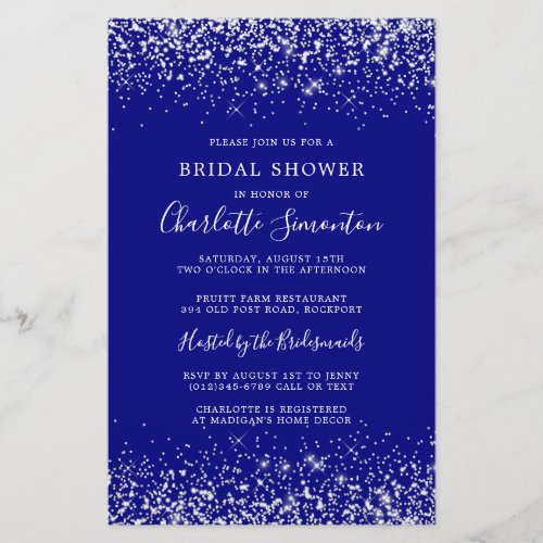 Budget Bridal Shower Blue Silver Invitation