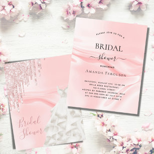 Blushing Bridal Shower Invitations with Envelopes (25 Pack) Blank  Invitation for Wedding Showers, Bride Luncheon, Bubbly – Navy Blue and Pink  Theme