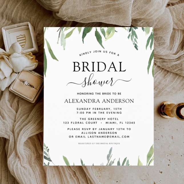 Budget Bridal Shower Botanical Greenery Invitation (Creator Uploaded)