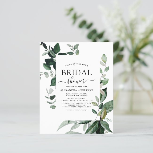 Budget Bridal Shower Botanical Greenery Invitation