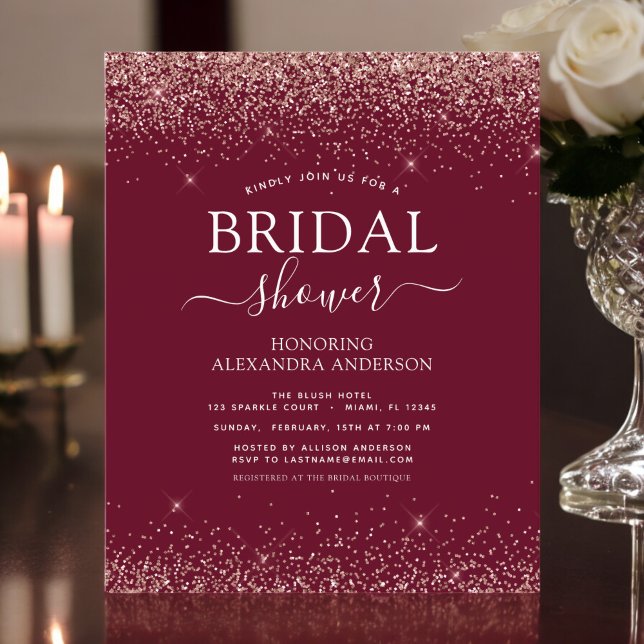 Budget Bridal Shower Burgundy Rose Gold Glitter (Creator Uploaded)