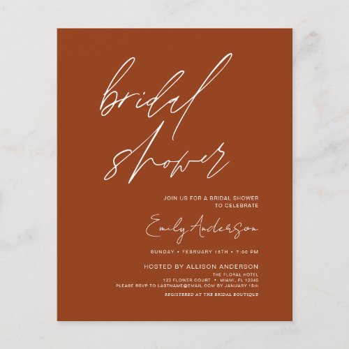 Budget Bridal Shower Burnt Orange Terracotta Flyer