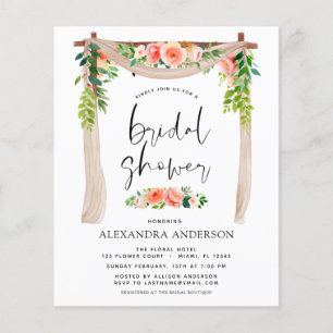 Budget Bridal Shower Coral Peach Floral Invitation Flyer