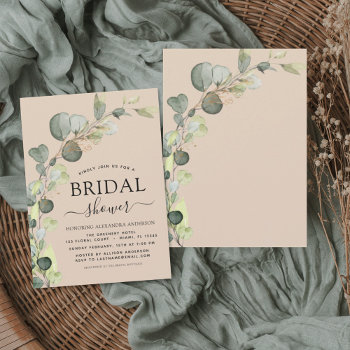 Budget Bridal Shower Eucalyptus Invitation Flyer by Hot_Foil_Creations at Zazzle