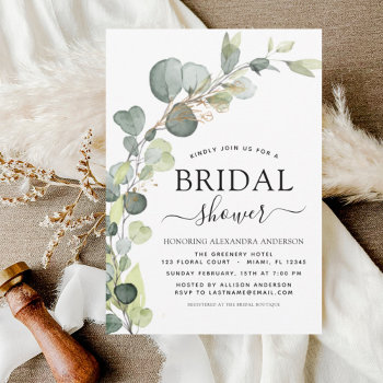 Budget Bridal Shower Eucalyptus Invitation Flyer by Hot_Foil_Creations at Zazzle