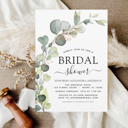 Budget Bridal Shower Eucalyptus Invitation Flyer