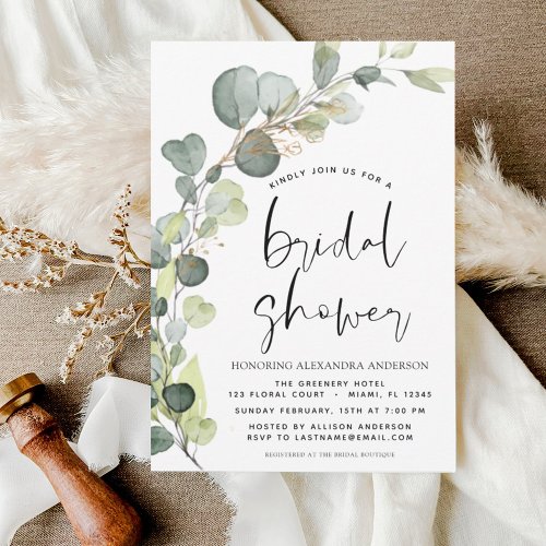 Budget Bridal Shower Eucalyptus Rustic Invitation