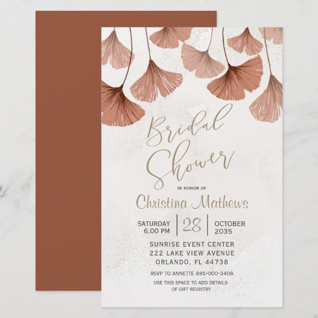 Budget  Bridal Shower Foliage Terracott Invitation (Front/Back)