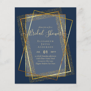 BUDGET BRIDAL SHOWER Glamor Gold Glitter look chic Flyer
