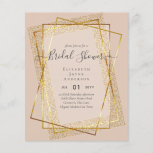 BUDGET BRIDAL SHOWER Glamor Gold Glitter look chic Flyer
