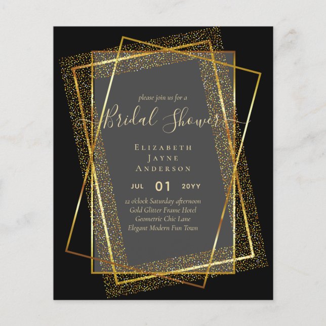 BUDGET BRIDAL SHOWER Glamor Gold Glitter look chic Flyer (Front)