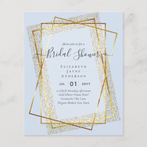 BUDGET BRIDAL SHOWER Glamor Gold Glitter look chic Flyer