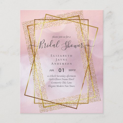 BUDGET BRIDAL SHOWER Glamor Gold Glitter look chic Flyer