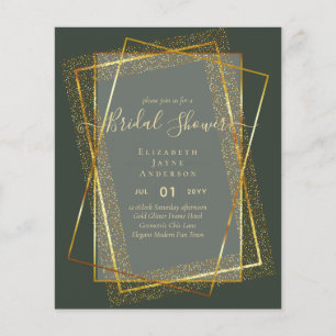 BUDGET BRIDAL SHOWER Glamor Gold Glitter look chic Flyer