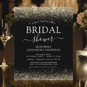 Budget Bridal Shower Glitter Black Gold Girly