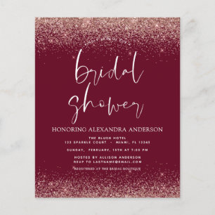 Budget Bridal Shower Glitter Blush Pink Burgundy Flyer
