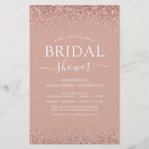 Budget Bridal Shower Glitter Blush Pink invitation