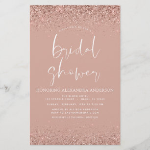 Budget Bridal Shower Glitter Blush Pink invitation