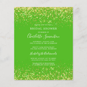 Budget Bridal Shower Glitter Gold Green Invitation