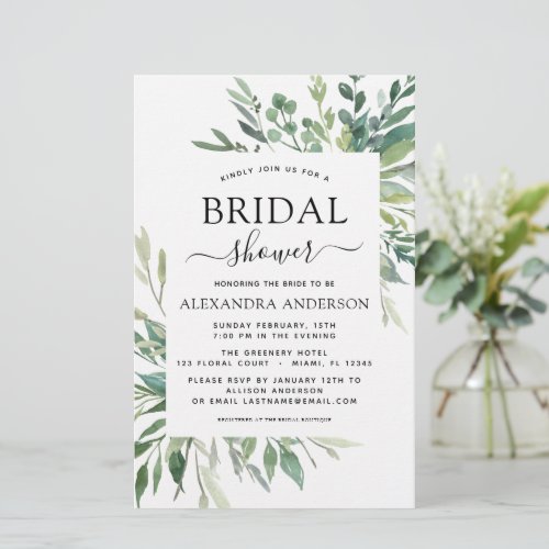 Budget Bridal Shower Greenery Botanical Invitation