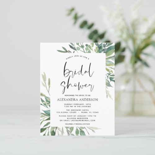 Budget Bridal Shower Greenery Botanical Invitation