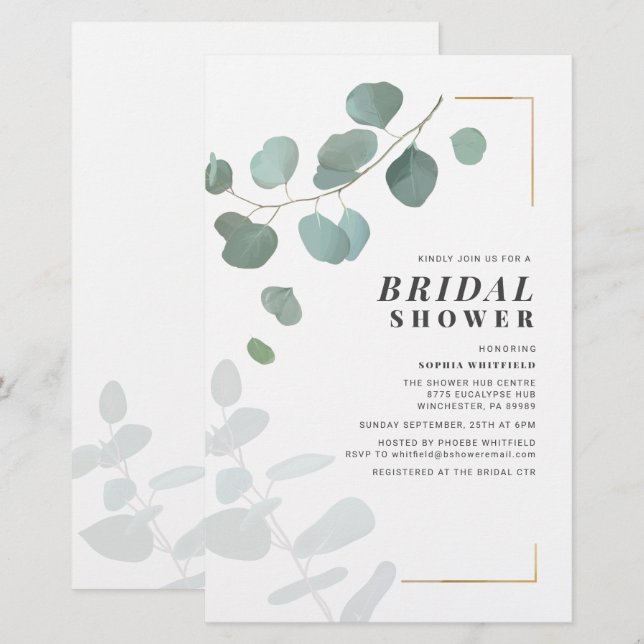 Budget Bridal Shower Greenery Eucalyptus Succulent Stationery (Front/Back)