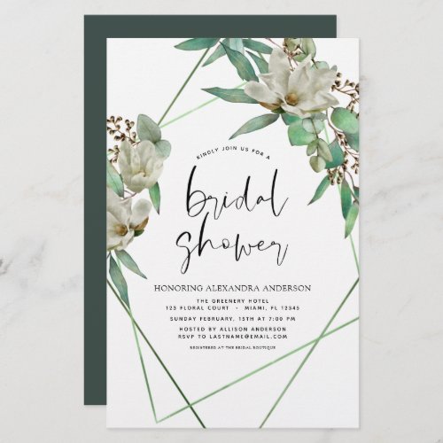 Budget Bridal Shower Greenery Magnolia Invitation